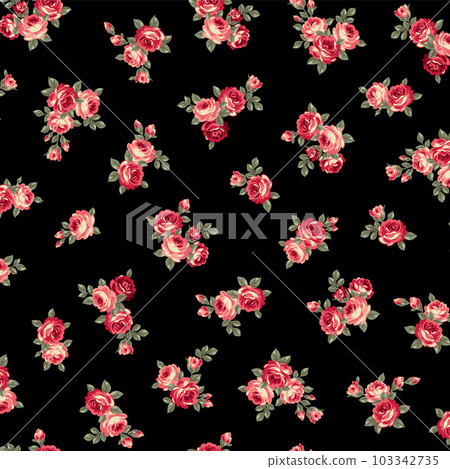 自由風格可愛的玫瑰無縫圖案， 103342735
