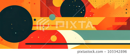 abstract retro style art banner, made with Generative AI 103342896