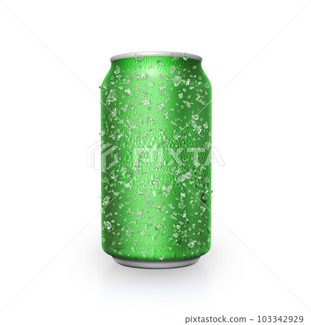 Cans with water droplets and ice on white background Cans with water droplets and ice on white background 103342929