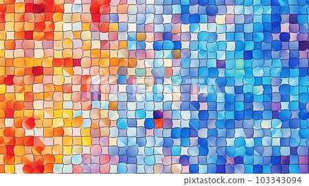 彩色馬賽克背景：不同顏色和圖案的小幾何圖案馬賽克，表達您的活力和個性。 103343094