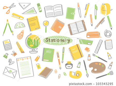 Stationery, office supplies, school supplies, illustration set 103343295