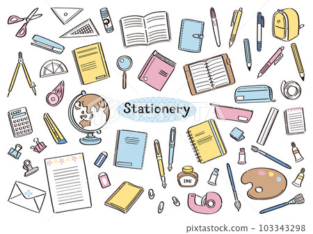 Stationery, office supplies, school supplies, illustration set 103343298