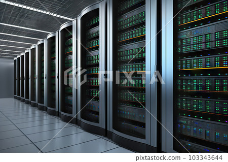 Power Hub Server Room Interior in a High-Tech Datacenter. created with Generative AI 103343644