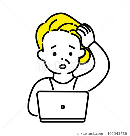 插圖系列可愛的人_高級女人_擔心 103343786