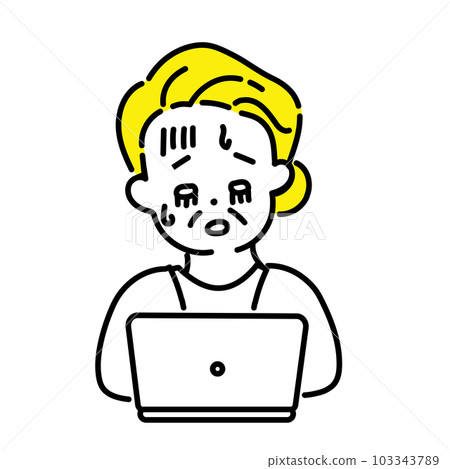 Illustration series of cute people _ senior woman _ tired Illustration series of cute people _ senior woman _ tired 103343789