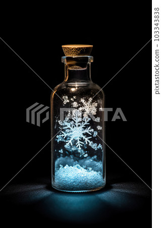 Captivating Ice Crystals Encased in a Bottle Against a Black Background. created with Generative AI 103343838