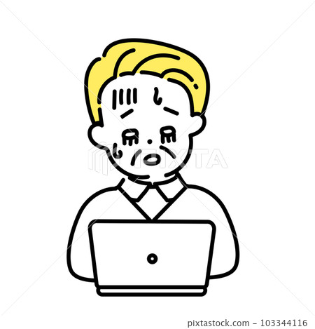 Illustration series of cute people _ senior man _ tired Illustration series of cute people _ senior man _ tired 103344116