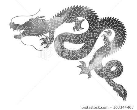 Dragon year in ink painting style, illustration material of a dragon that can be used for New Year's cards Dragon year in ink painting style, illustration material of a dragon that can be used for New Year's cards 103344403