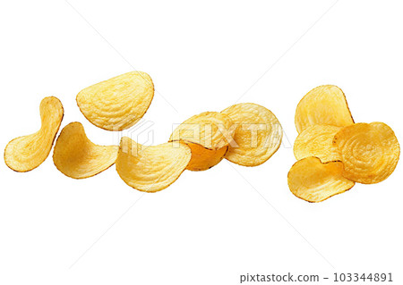 Savor the Crunch Natural Potato Chips on White Background. created with Generative AI 103344891