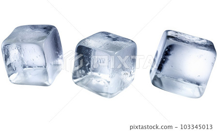 Refreshing Chills Three Ice Cubes Cut Out on Solid White Background. created with Generative AI Refreshing Chills Three Ice Cubes Cut Out on Solid White Background. created with Generative AI 103345013