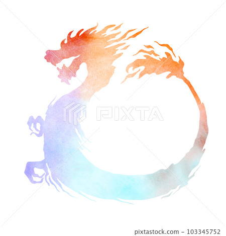 watercolor dragon silhouette hand drawn illustration watercolor dragon silhouette hand drawn illustration 103345752