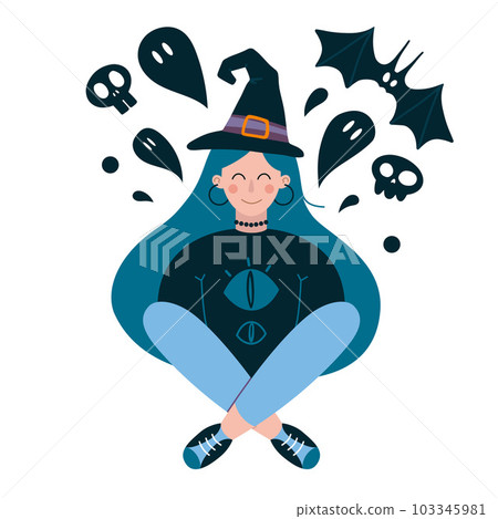 Halloween witch, cartoon style. Trendy modern vector illustration isolated on white background 103345981