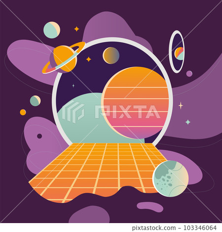 Virtual reality background, cartoon style....-插圖素材 [103346064] - PIXTA圖庫