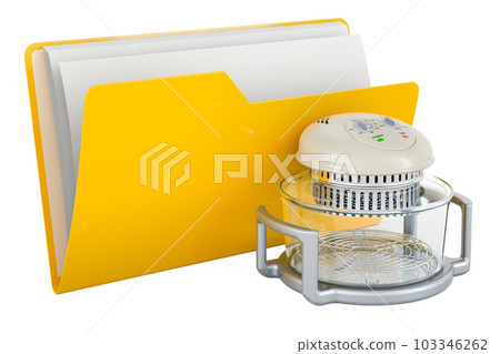 Computer folder icon with air fryer oven, 3D rendering 103346262