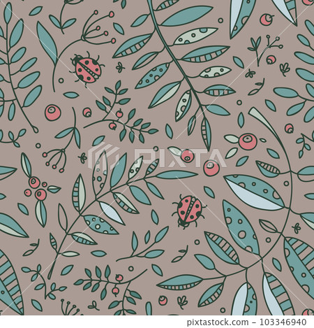 Vector illustration and pattern with plants. Vector illustration and pattern with plants. 103346940