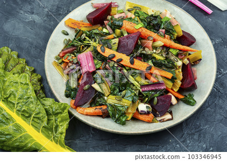 Stewed vegetables and herbs. Stewed vegetables and herbs. 103346945
