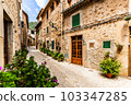 Street in the old town of Mallorca, Alcudia 103347285