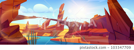 River in rock desert cartoon landscape background River in rock desert cartoon landscape background 103347709
