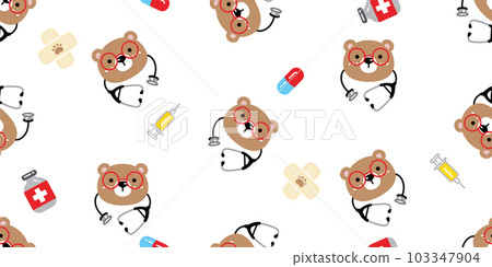 bear polar seamless pattern medicine doctor pills hospital capsule stethoscope teddy cartoon vector tile background gift wrapping paper repeat wallpaper scarf isolated doodle illustration design bear polar seamless pattern medicine doctor pills hospital capsule stethoscope teddy cartoon vector tile background gift wrapping paper repeat wallpaper scarf isolated doodle illustration design 103347904