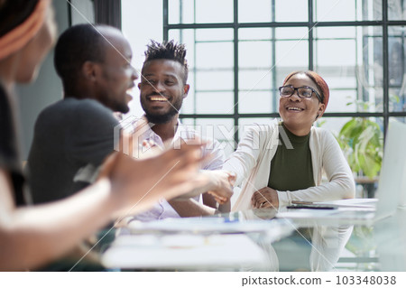 african business people handshake at modern office african business people handshake at modern office 103348038