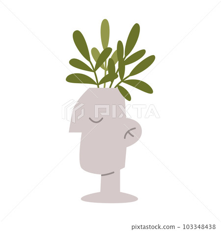 Home plant in a pot in the form of a head, cartoon style. House plants for home interior. Trendy modern vector illustration isolated on white, hand drawn, flat Home plant in a pot in the form of a head, cartoon style. House plants for home interior. Trendy modern vector illustration isolated on white, hand drawn, flat 103348438