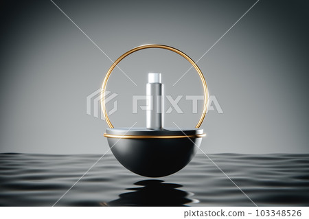 New product on black elegant pedestal. 3d render New product on black elegant pedestal. 3d render 103348526