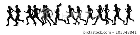 People running silhouette, running contest People running silhouette, running contest 103348841