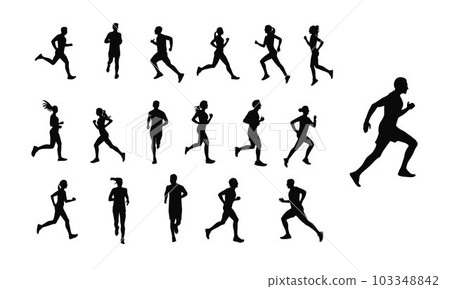 People running silhouette, running contest People running silhouette, running contest 103348842