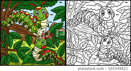 Mother Caterpillar Baby Caterpillar Illustration 103349821