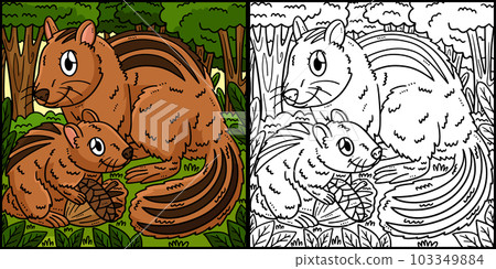 Mother Chipmunk and Baby Chipmunk Illustration 103349884