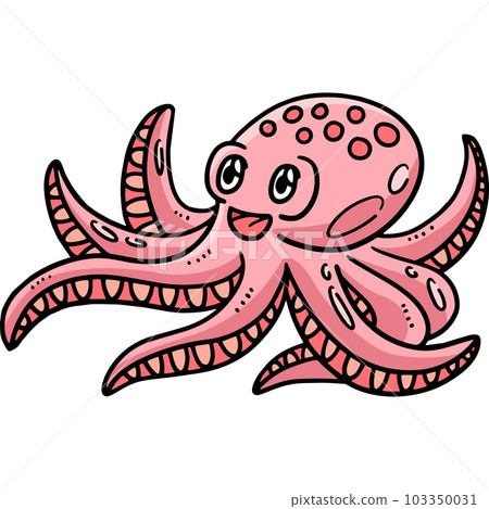 Baby Octopus Cartoon Colored Clipart Illustration 103350031