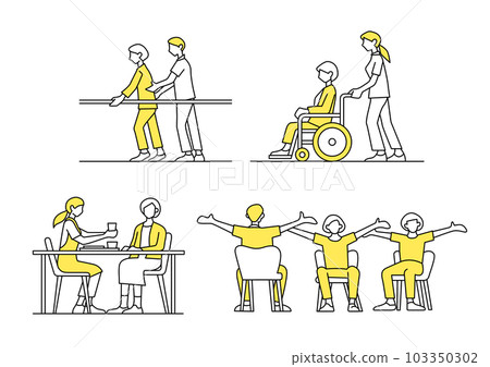 Nursing care illustration set Nursing care illustration set 103350302