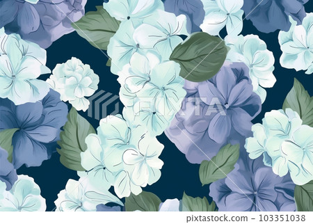 Hydrangea watercolor illustration 丨 AI image 103351038