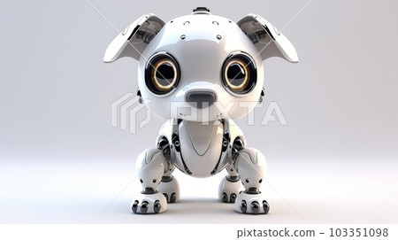 Modern, white robot dog on a white background. AI generated. Modern, white robot dog on a white background. AI generated. 103351098