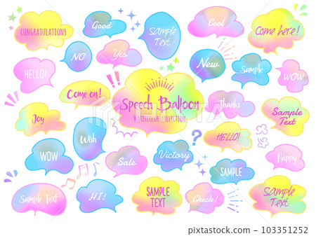 Colorful handwritten speech bubble material set 103351252