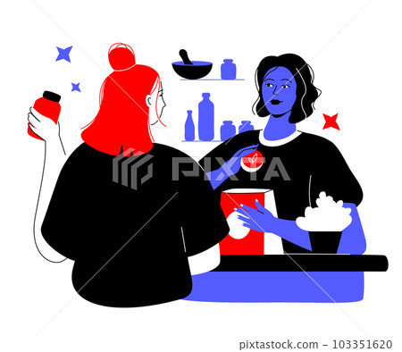 Buy natural cosmetics - colorful flat design style illustration Buy natural cosmetics - colorful flat design style illustration 103351620