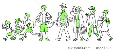 Three generation family summer camp, sea 103351892