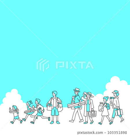 Three generation family summer camp, sea Three generation family summer camp, sea 103351898