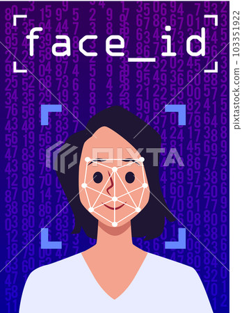 Face ID or face recognition biometric identification options vector illustration. Face ID or face recognition biometric identification options vector illustration. 103351922
