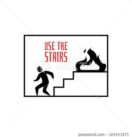 Instruction card about evacuation with rules flat style 103351971