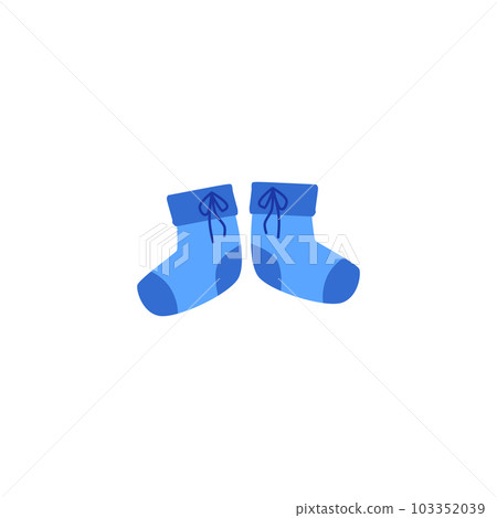 Cute blue little pair of baby socks flat style,... - Stock Illustration ...