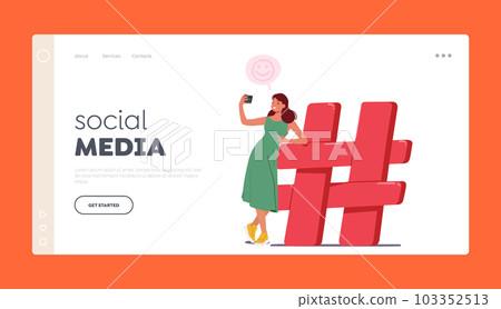 Social Media Landing Page Template. Characters Using Hashtags To Connect With Others. Cartoon People Vector Illustration Social Media Landing Page Template. Characters Using Hashtags To Connect With Others. Cartoon People Vector Illustration 103352513