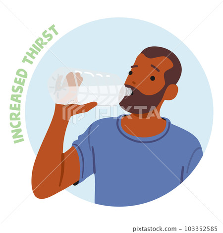 Symptom Of Diabetes, Excessive Thirst, Condition Known As Polydipsia, African-American Male Character Experience Thirst 103352585