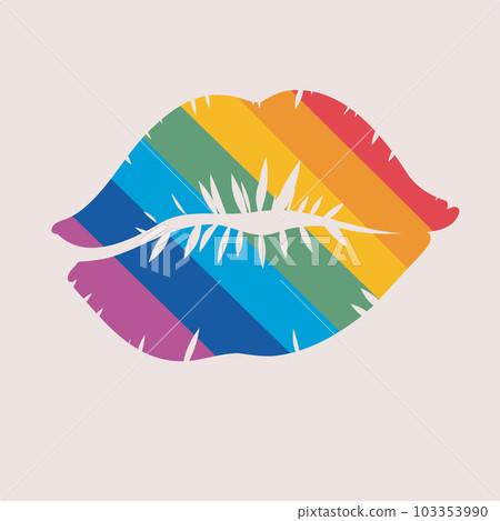 Rainbow-colored lip print. LGBTQ Pride Day. vector illustration Rainbow-colored lip print. LGBTQ Pride Day. vector illustration 103353990
