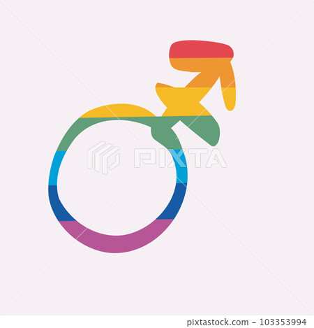 Symbolism of the hermaphrodite. Androgyne is a gender symbol. Rainbow color vector illustration 103353994