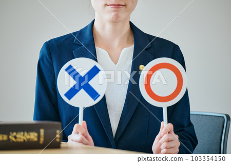 A young female lawyer who is worried about the judgment of Marubatsu A young female lawyer who is worried about the judgment of Marubatsu 103354150
