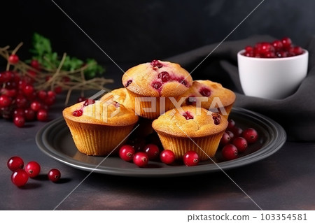 Muffins with blueberry on plate Muffins with blueberry on plate 103354581