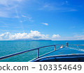 View the ocean from a speedboat heading to a remote island in Thailand 103354649