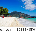 Walking on the beach on a remote island in Thailand 103354650