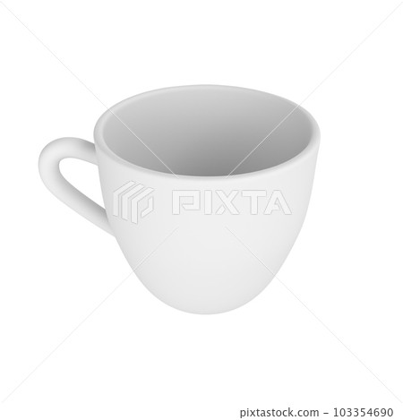 3d photo realistic white cup icon mockup rendering. Design Template for Mock Up. ceramic clean white mug with a matte effect isolated on white background with clipping path 103354690